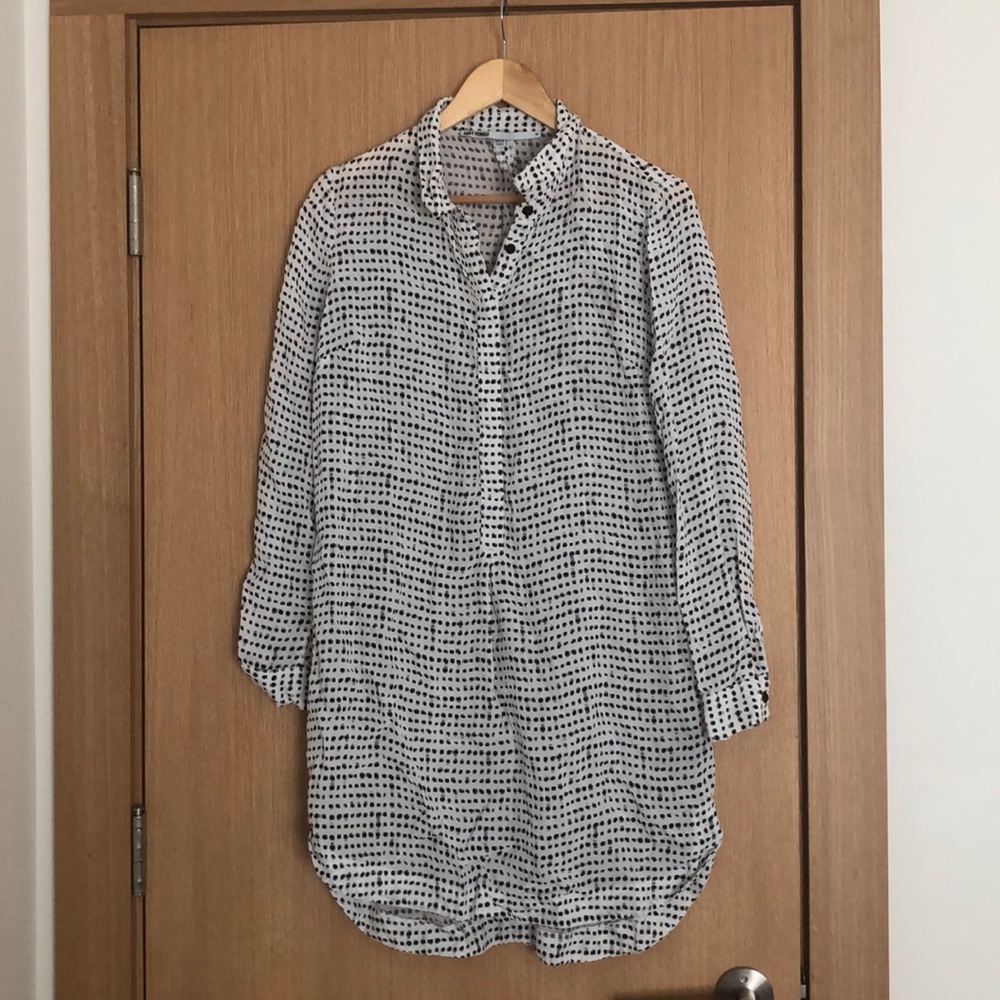 Black and white printed shirt dress